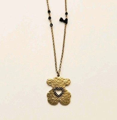 TOUS Teddy Bear Pendant Necklace 18K Gold Vermeil 925 Sterling Silver Textured