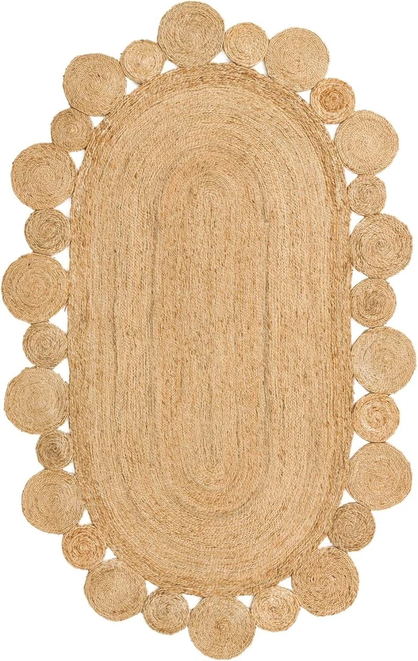 Ovaler Teppich Handgefertigt Geflochten Jute Teppich Wendeläufer Vorleger Für... - Bild 3 von 3