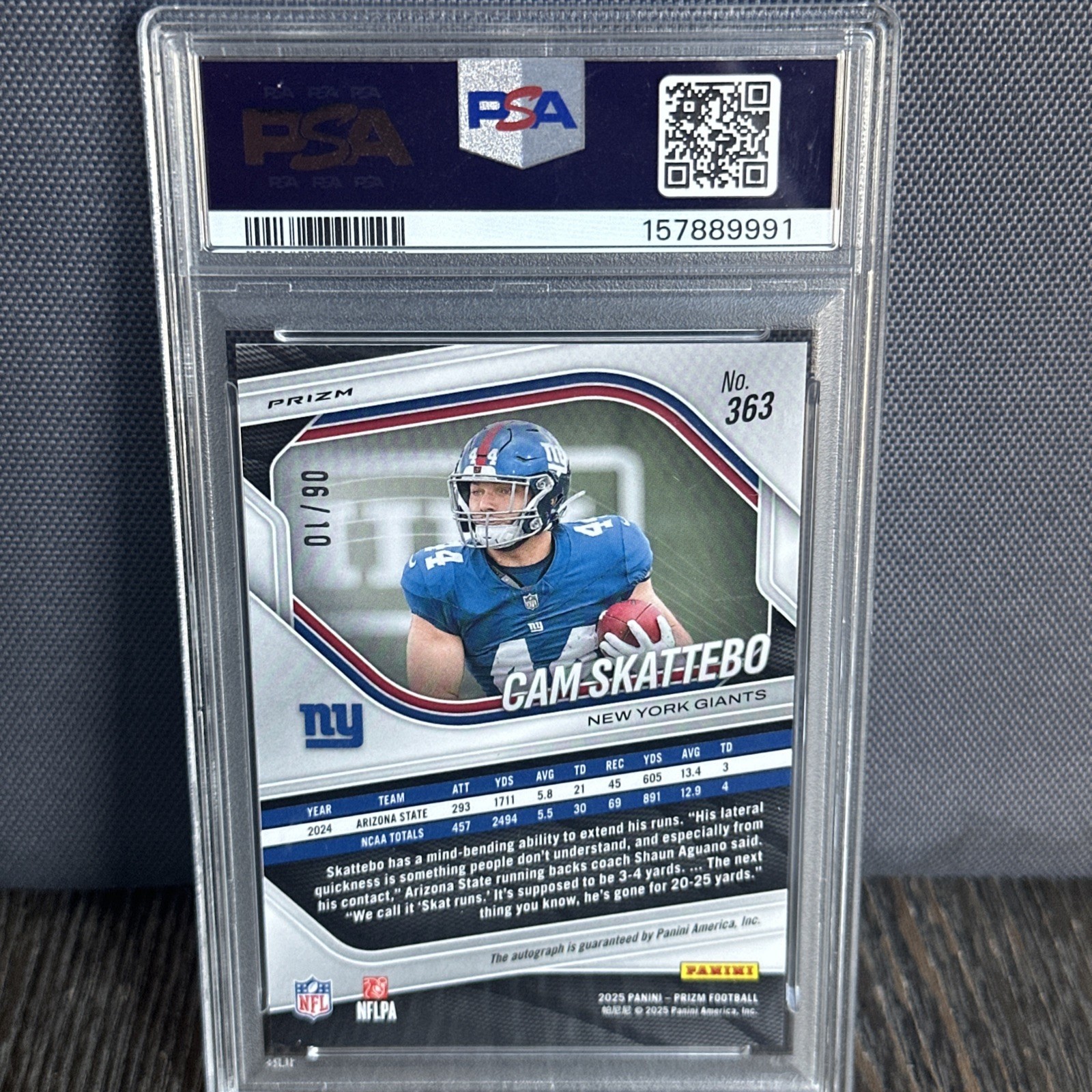 2025 PANINI PRIZM AUTO-GOLD PRIZM #363 CAM SKATTEBO ROOKIE 6/10 PSA 10 AUTO 10 view 2