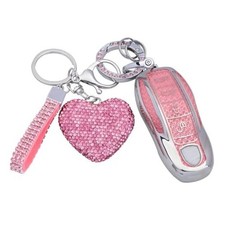 Compatible with Porsche key fob cover Compatible with Porsche A J4 Silver Pink