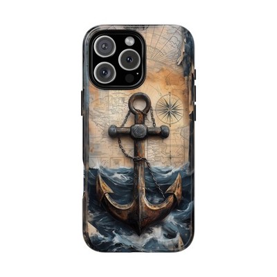 Phone Ink - Case for iPhone MagSafe, Galaxy, Pixel - Anchor Compass Vintage Map