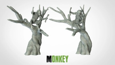 Monkey in a Tree - Animals - 3D IP Studios - Terrain Wargaming D&D DnD 28mm 32mm