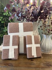 SET King Textured Waffle Coverlet 2 Euro Shams Brown - Casaluna NEW