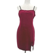 Forever 21 Velvet Lace Slip Mini Dress Burgundy Large Stretch Whimsygoth Vamp