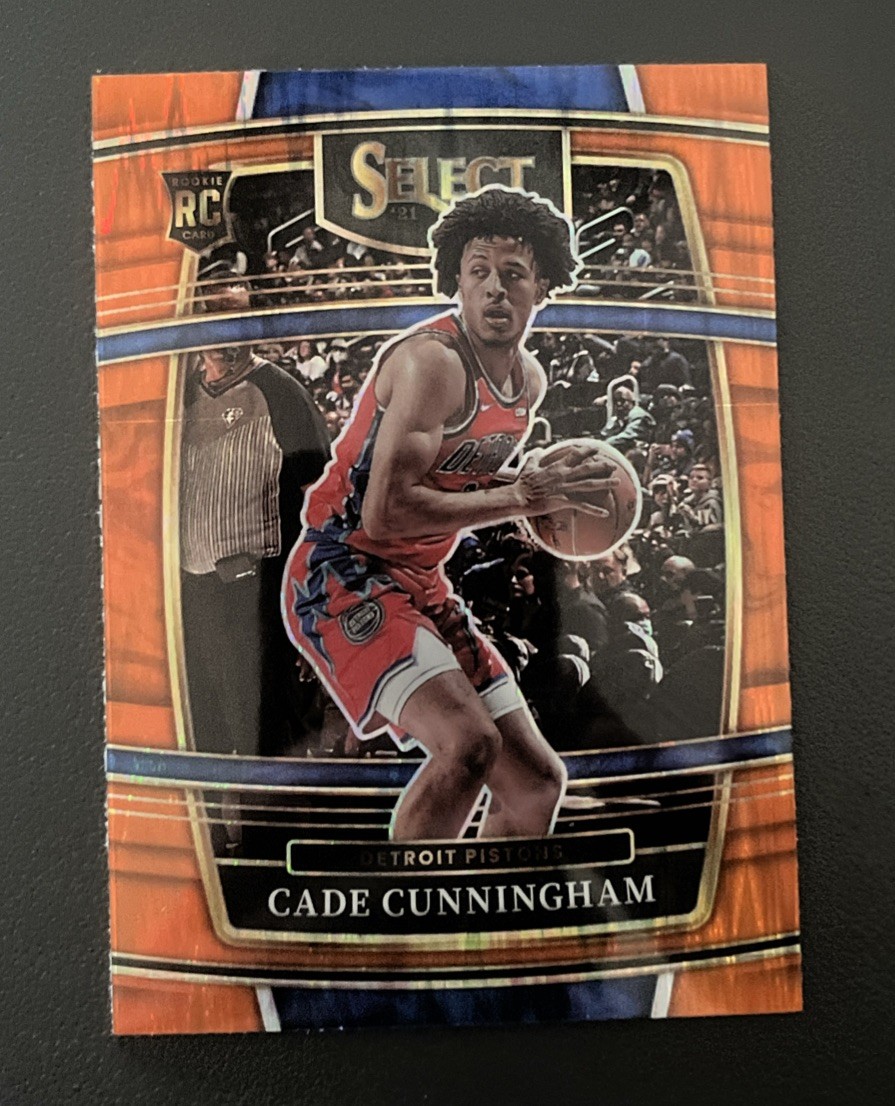 CADE CUNNINGHAM 2021-22 Panini Select Concourse Orange Flash Prizm RC Pistons