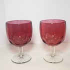 Lot of 2 Vintage Bartlett Collins Thumbprint Cranberry Red Glass Goblets