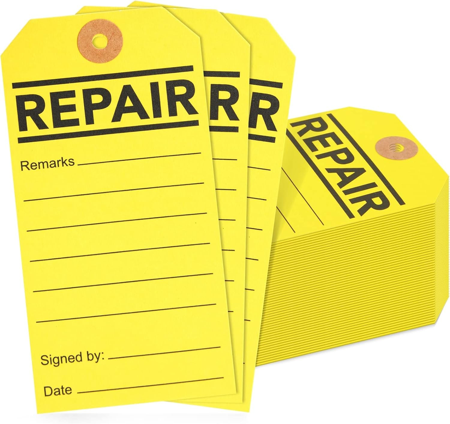 100-Pack Repair Required Tags - Yellow Service Tags for Brok