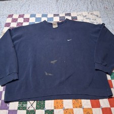 Vintage Nike Sweatshirt Mens Size XXL Navy Blue Distressed Grunge Swoosh