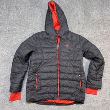 Spyder Jacket Kids XL Black Hooded Puffer Full Zip Insulated Ski Outdoor