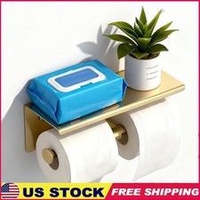 Stainless Steel Toilet Paper Holder W/ Shelf Large Roll Capacity Easy Install US