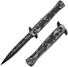 ElitEdge Assisted Folding Knife 4" Black/Silver Stainless Steel Construction