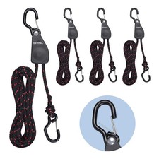 4PCS Kayak Rope Tie Down Ratchet Straps 1/4" 12' Bow 1/4" 12'-4pcs, black