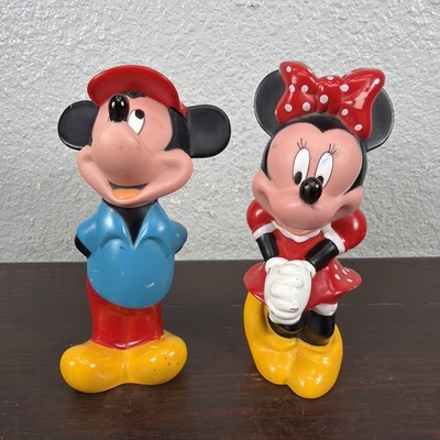 Disney Characters Baby Rubber Bath Toys (Lot of 2) 6'' Mickey & Minnie Mouse 