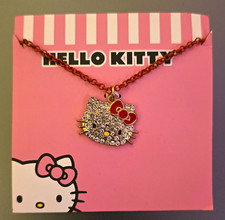 Sanrio Hello Kitty Adjustable Rhinestone Pendant Necklace w/ Pink Pouch