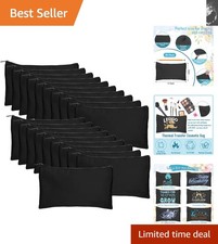 20 Pack Black Canvas Zipper Pouches - DIY Makeup Bags for Creative Organization