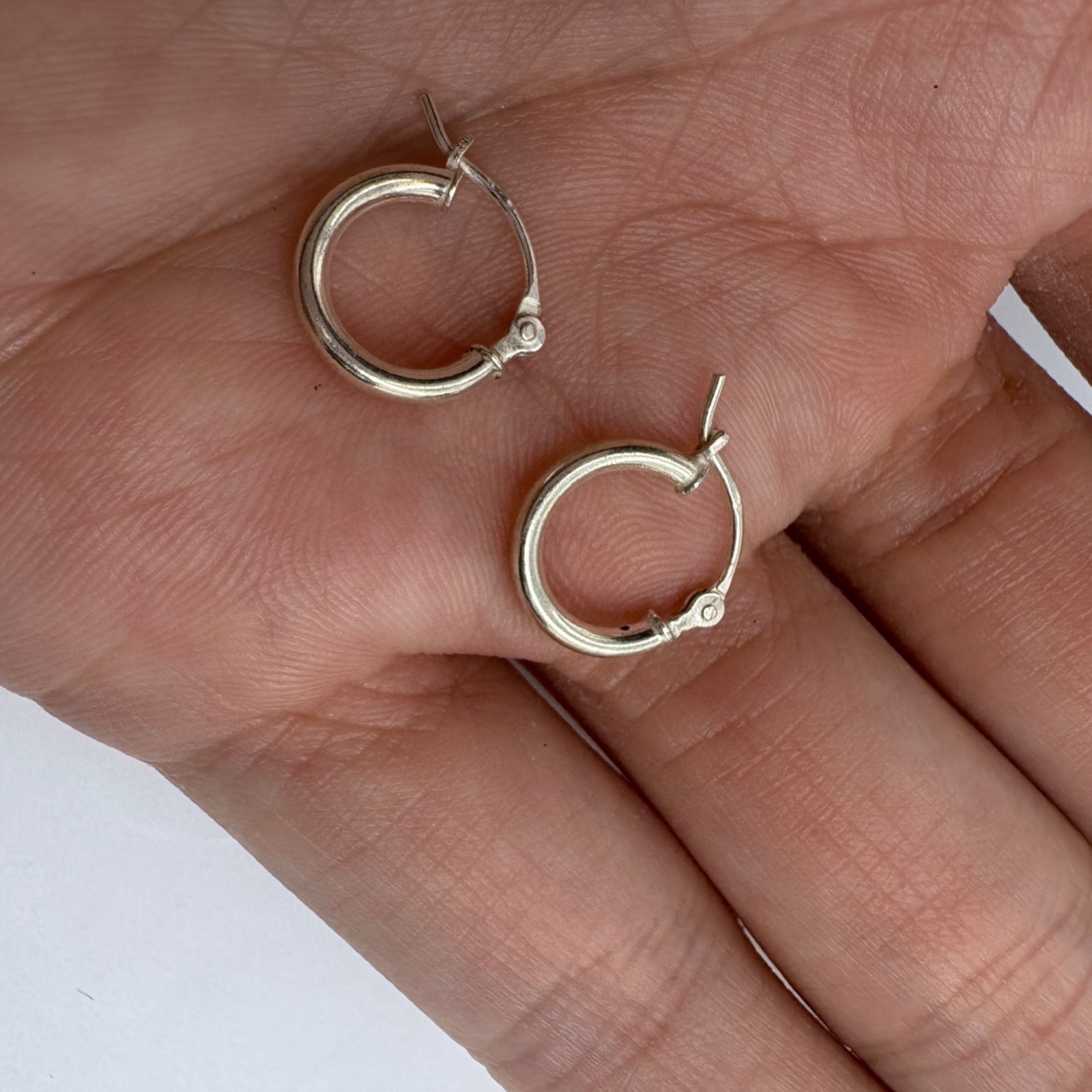 Solid Sterling Silver 925 Rounded Hoop Earrings H… - image 6