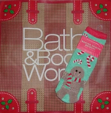 Bath & Body Works GINGERBREAD COOKIE Green Shea-Infused Socks Non-Skid New