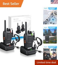 Rechargeable Walkie Talkies - 2Pcs Waterproof 16 Channels with LED Light