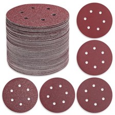 Sanding Discs 110 Pcs 6 In 6-Hole Hook Loop Aluminum Oxide Assorted Grits
