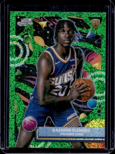 2025-26 Topps Cosmic Chrome Rasheer Fleming RC Green Space Dust Refractor #/75