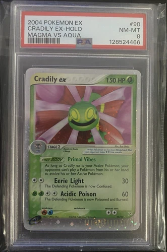 2004 POKEMON EX TEAM MAGMA VS TEAM AQUA #90 CRADILY EX-HOLO PSA 8 NM-MT