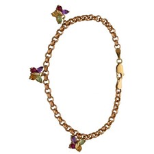 9ct Gold Bracelet 4.25g Fancy Multi Gem 17cm - Fully Hallmarked