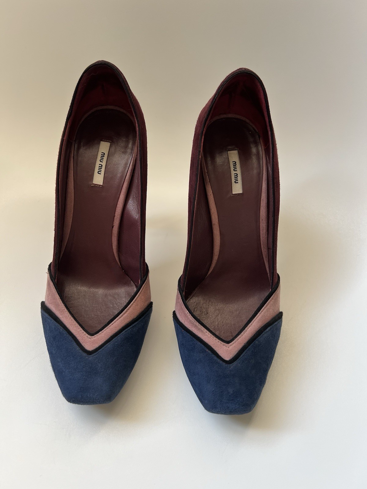 Miu Miu Prada Women's Heels Shoes Suede Multicolored Size 37,5 US 7.5-8.5 thumbnail 2