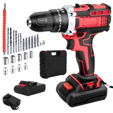 21V Power Drill Cordless Drill, Hammer Drill Cordless with 27 Pcs Accessories