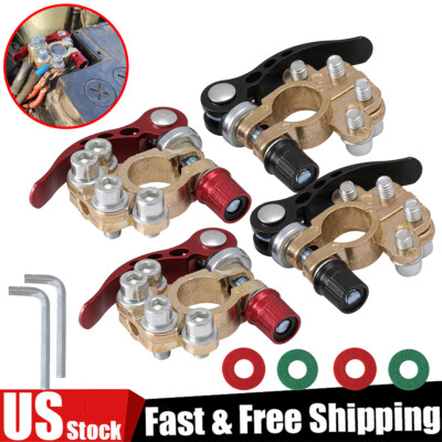 4PCS Car Battery Terminal Connectors Quick Release Disconnect Positive Negative