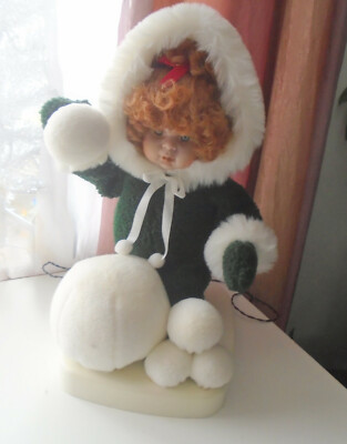 Vtg Telco Girl Play w Snow Winter Motionette Xmas Centerpice Decor Electric RARE