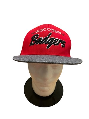 Vintage Russell Wisconsin Badger Red Cap with Gray Bill