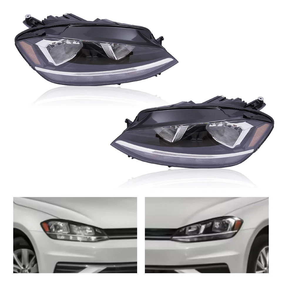 For 2018-2020 Volkswagen Golf & GTI Halogen Headlights Assembly Left Right Pair - Image 4 of 4