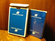 United Airlines Vintage Playing Cards - Blue & White Tulip Logo UAL Deck W/ Box
