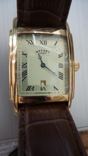 RELOJ GIRATORIO CUADRADO DORADO NUEVO EN CAJA GS 42831/09 HOMBRE CORREA BRN NUEVO NECESITA BATERÍA 100m - Imagen 5 de 9