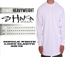 Shaka Wear Mens Max Heavyweight Long Sleeve T-shirt White Basic Plain Tee SM-7X