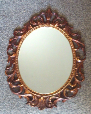 VINTAGE WANDSPIEGEL 17'' X 12,5'' METALLGUSS