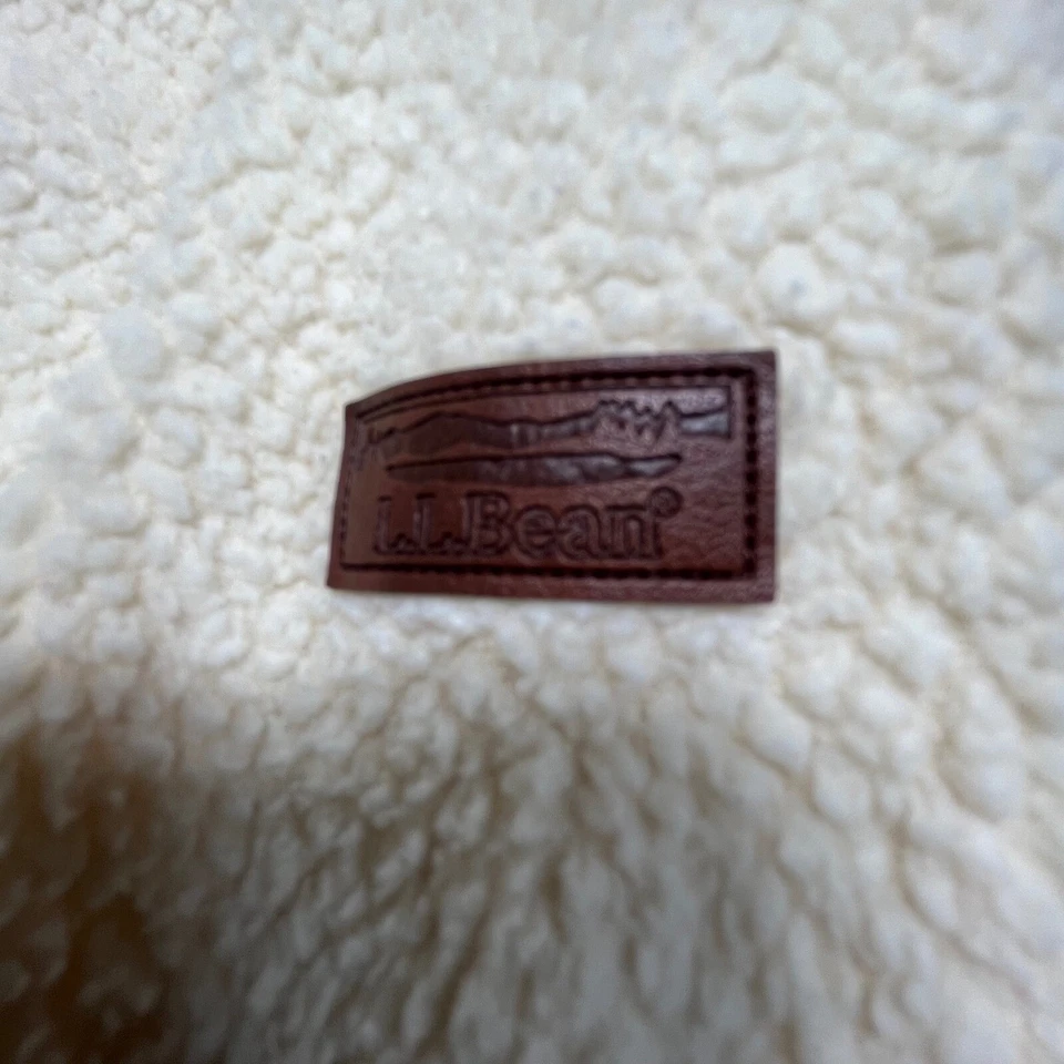 Parche de cuero marfil cuello alto simulado polar LL Bean vintage para mujer pequeño regular Foto 4 de 4