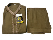 Pakistani Shalwar Kameez Mens Style ReadyMade DT-Brown Color Size Medium AK-3916