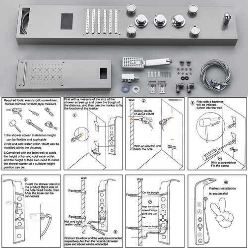 Pannello colonna doccia idromassaggio inox pioggia cascate led soffione doccia - Foto 34 di 250