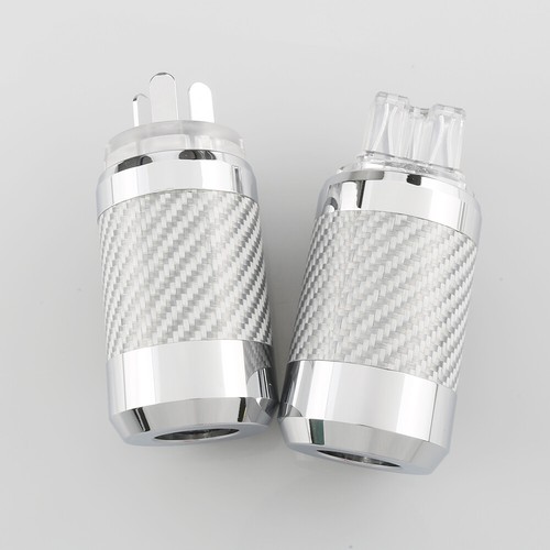 Par de enchufes de alimentación de CA HIFI enchapados en fibra de carbono AU NZ conector de alimentación de CA HIFI HÁGALO USTED MISMO - Imagen 9 de 10