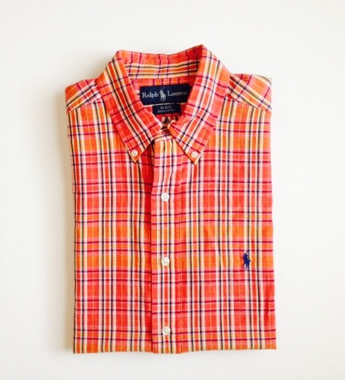 Ralph Lauren Men's Blake Cotton Shirt Red Multi/Cream M. Pre-owned. | eBay