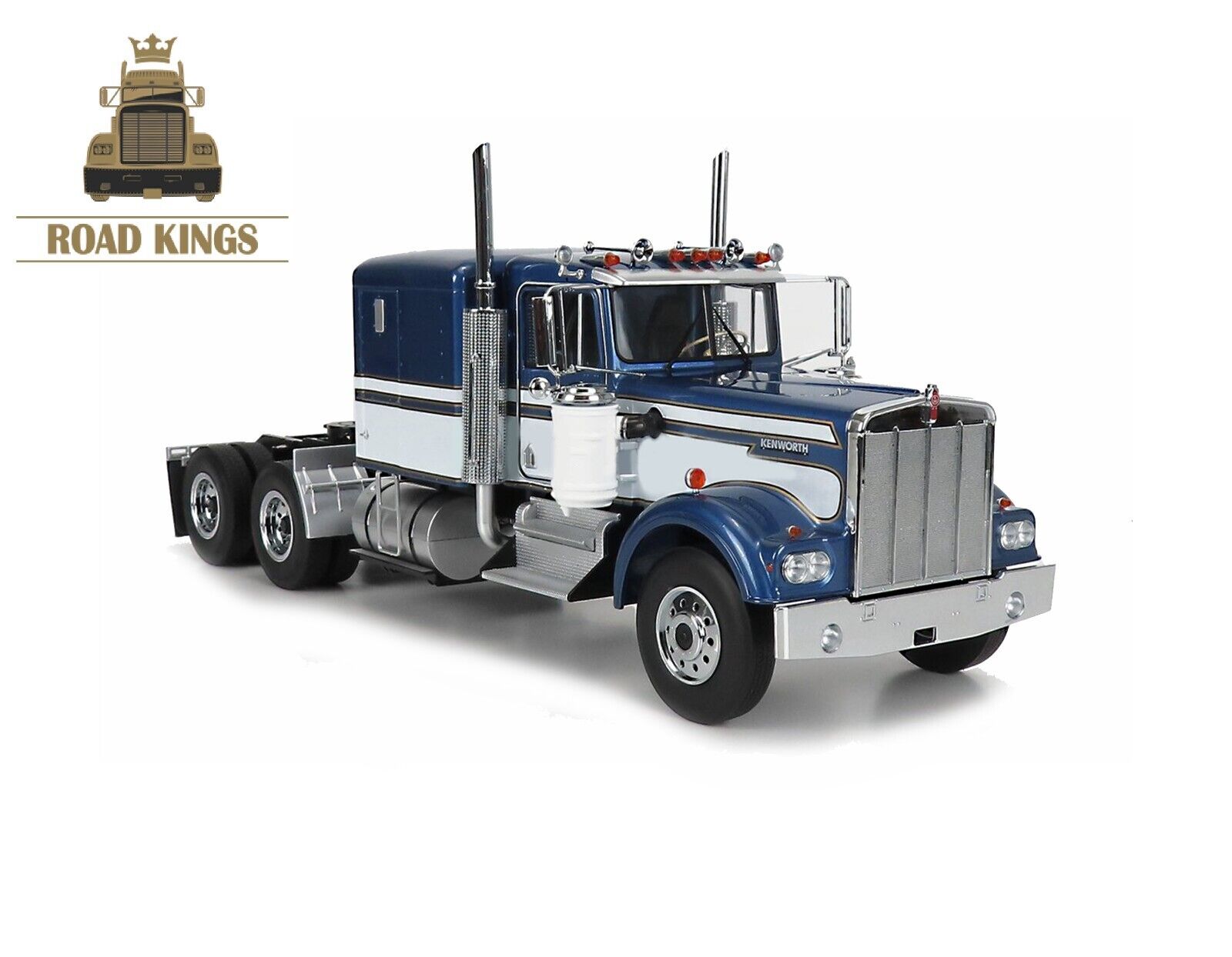 ROAD KINGS 1989 KENWORTH W900 TRACTOR TRUCK BLUE & WHITE 1:18 SCALE RK180123