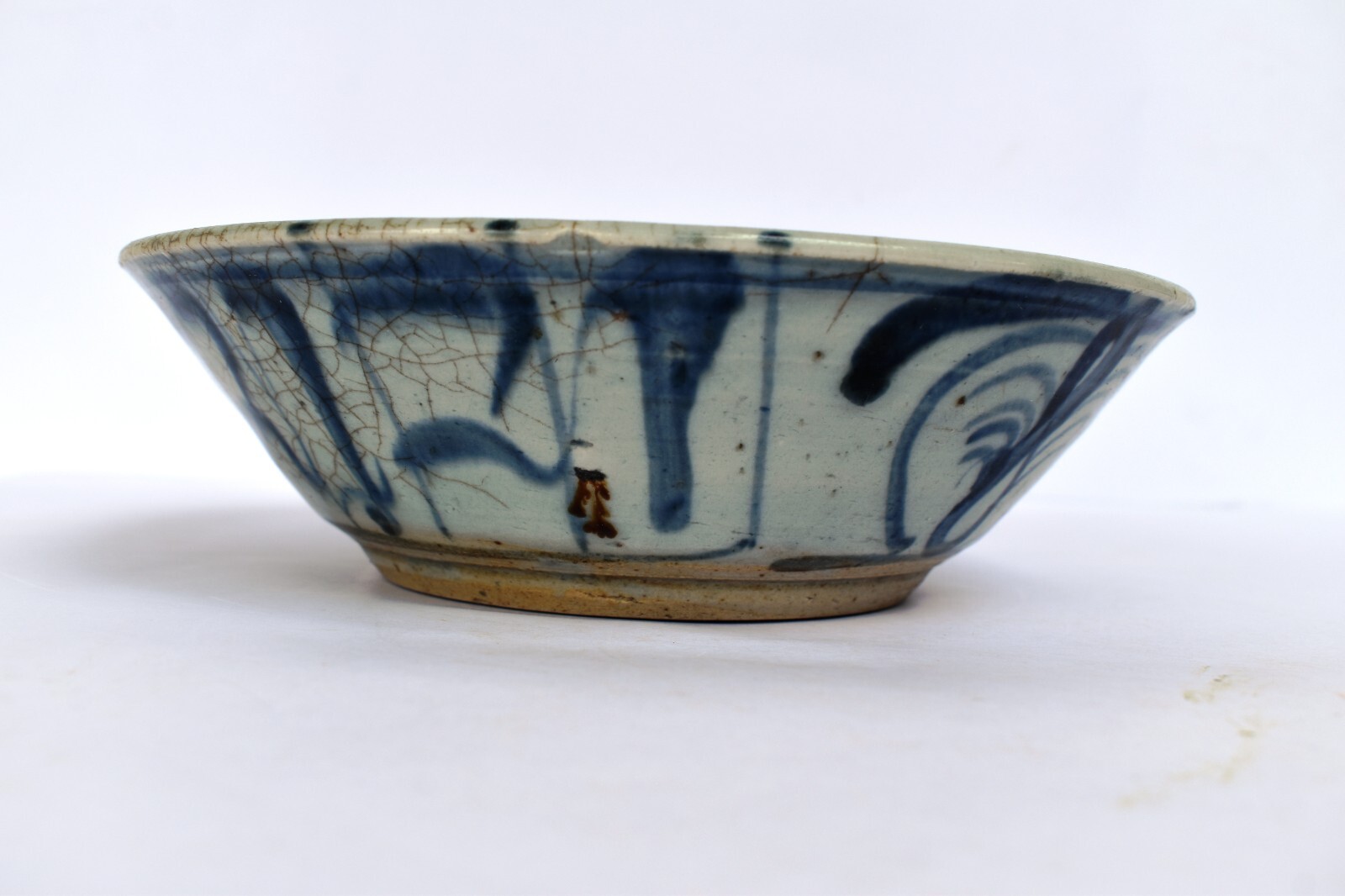 Antique 19Th-Century Chinese Swatow Kitchen Ming Shallow Bowl Soup Plate Rare"F9