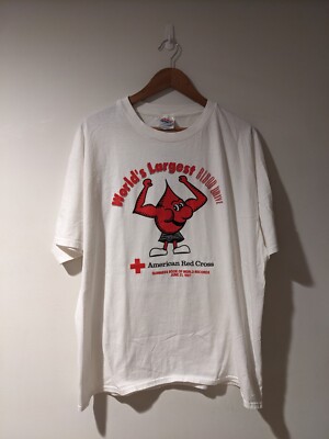 Vintage World Largest Blood Drive American Redcross White X-Large T-Shirt