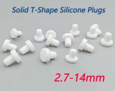 Silicone Rubber Plugs Solid Dust Dampening Plugs 2.7-14 mm White T-Shape Durable