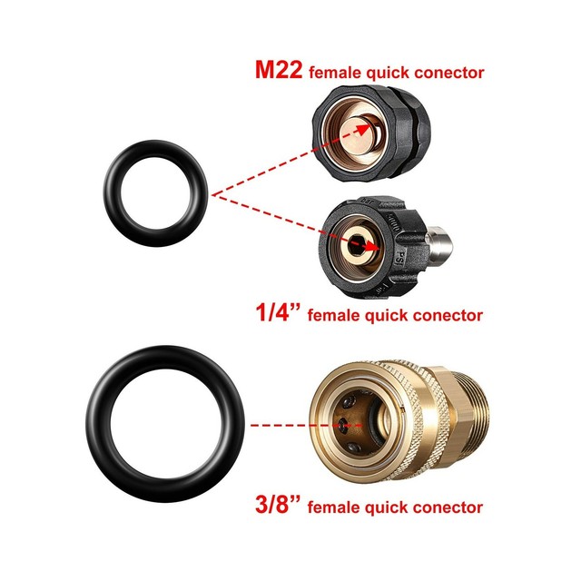 1/4" 3/8" Power Pressure Washer ORings Replacement Quick Connect