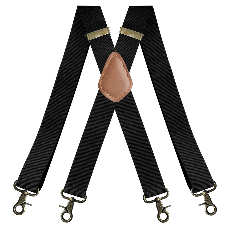Vintage Suspenders  Men Heavy Duty 4 Snap Hooks For Belt Adjustable X Back New* - Image 2 of 4