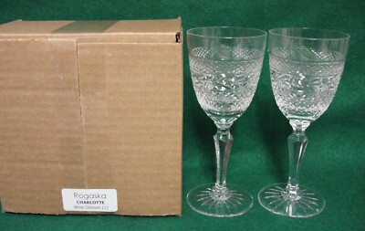 Rogaska CHARLOTTE Wine Glasses SET OF TWO More Items Available  MINT IN BOX
