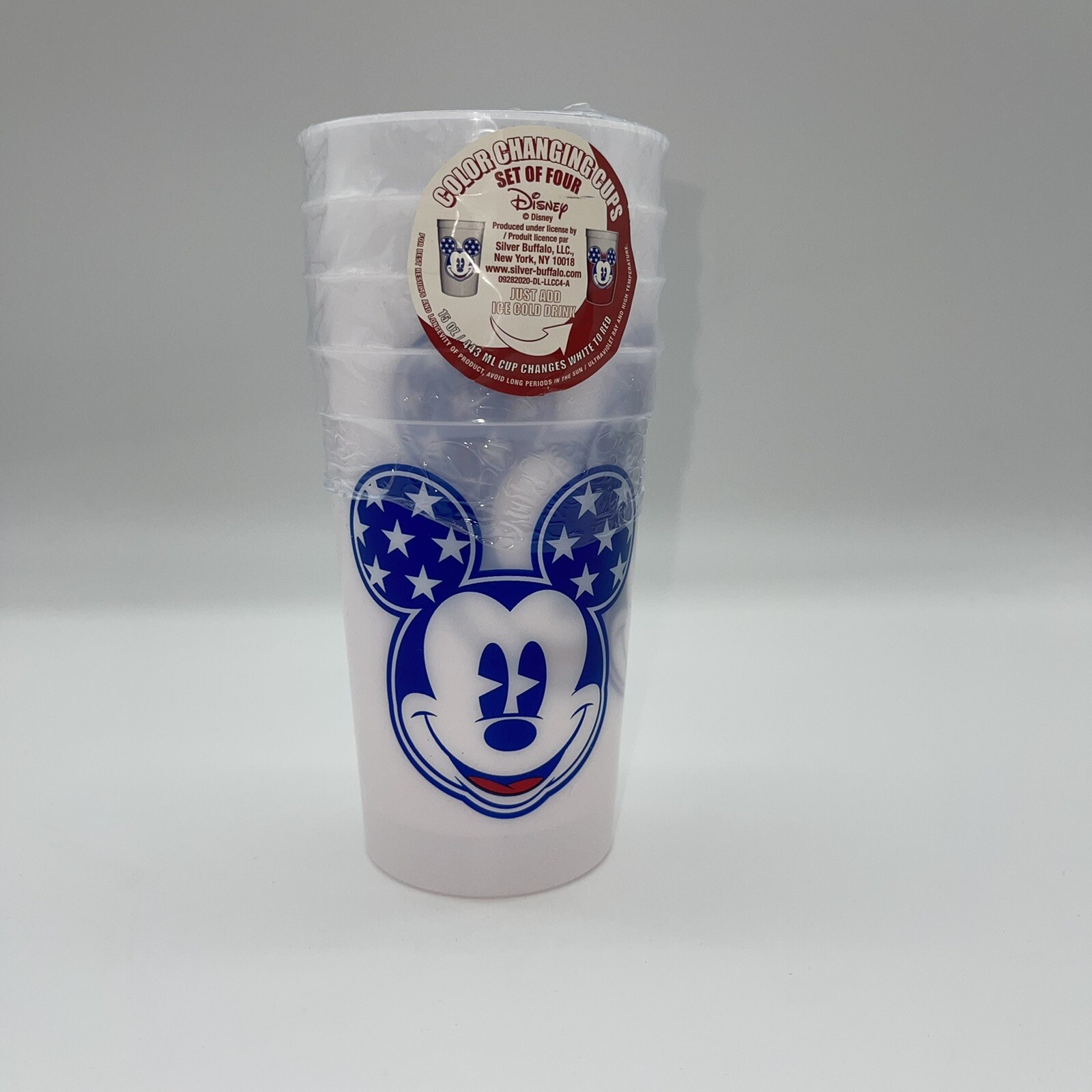 Disney Color Changing Cups Mickey Mouse 15oz Tumbler Set of 4 Blue Ears ...
