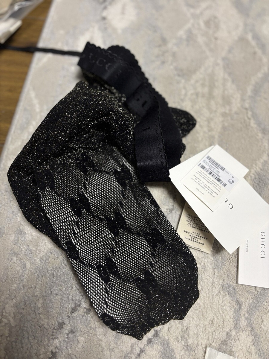 Gucci Tights Lux GG Net Sparkly Gold & Black Women's Size